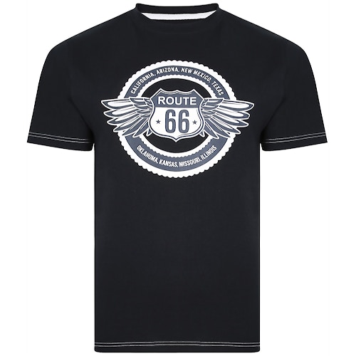 KAM Route 66 Print T-Shirt Black